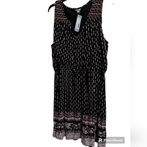 Sweet Grey brushed knit sleeveless dress XL, black multi color